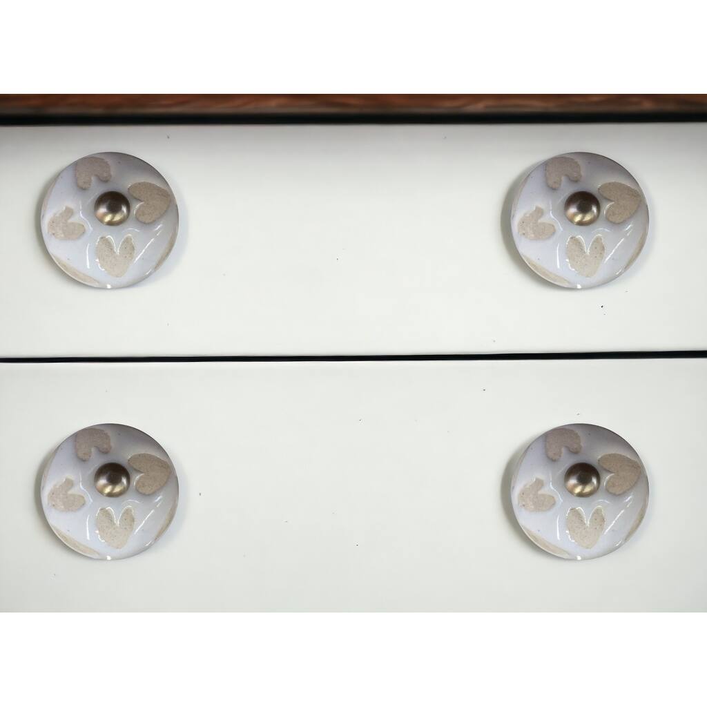 HomeRoots Set of Eight Beige And White Ceramic And Metal Drawer Pull Knobs - 1.5' X '1.5' X '1.5