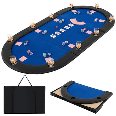 Gymax 84'' x 42'' 10-Player Foldable Padded Poker Table Top w/