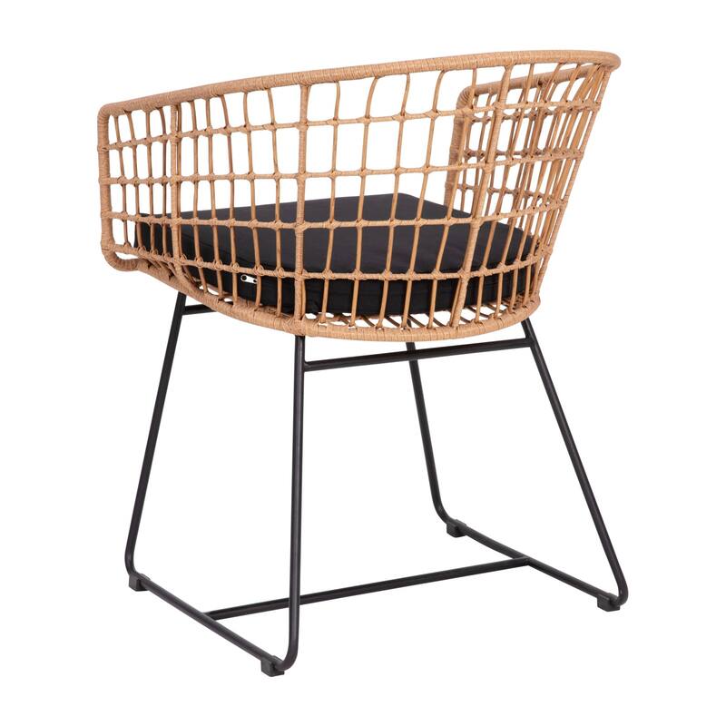 2PK Indoor/Outdoor Boho Rattan Rope Club Chairs-Seat Cushions