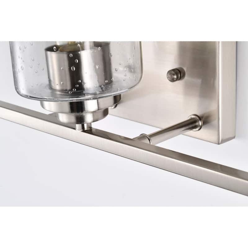 Brushed Nickel 3-Light Vanity Lights with Seedy Glass Shades