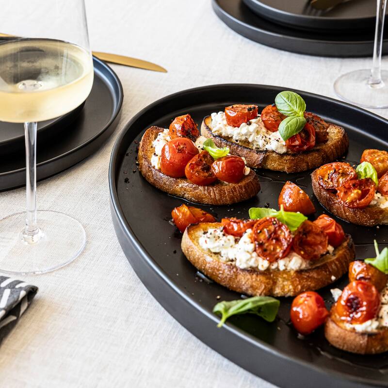 over&back Stackable Semi-Matte Stoneware Oval Serving Platter