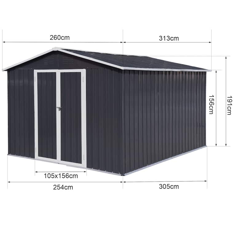 GDFStudio - Olivia Hayes Spacious and Durable Metal Garden Shed for Secure Outdoor Storage