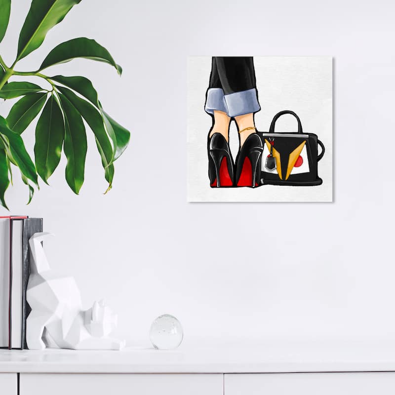 Wynwood Studio Canvas Fashion and Glam Walk My Style Black and Modern & Contemporary Wall Art Canvas Print - 12 x 12