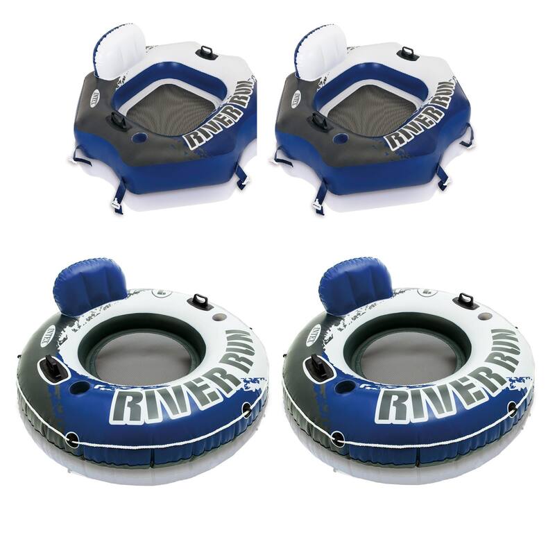 Intex Connect Lounge 1 Person Floating Tube (2 Pack) & Inflatable Tube (2 Pack) - 6.5
