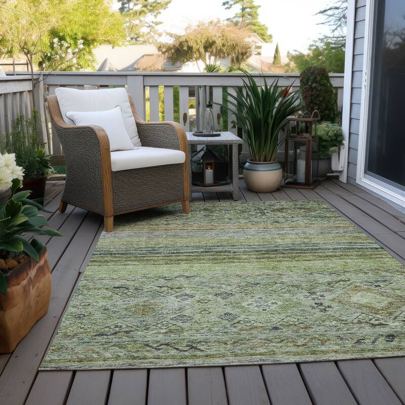 Machine Washable Indoor/ Outdoor Boho Moroccan Chantille Rug