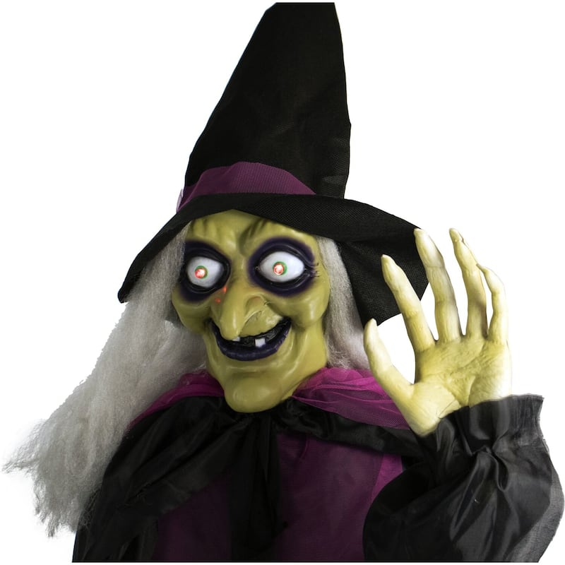 Haunted Hill Farm Life-Size Animatronic Witches, Indoor/Outdoor Halloween Decoration, Light-up Eyes, Poseable