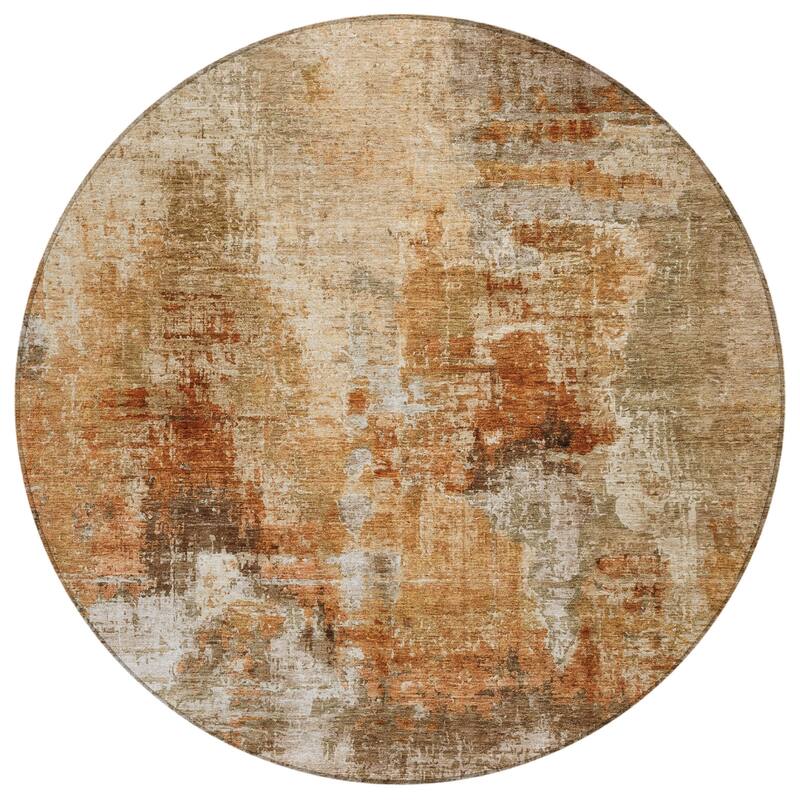 Machine Washable Indoor/ Outdoor Abstact Contemporary Chantille Rug