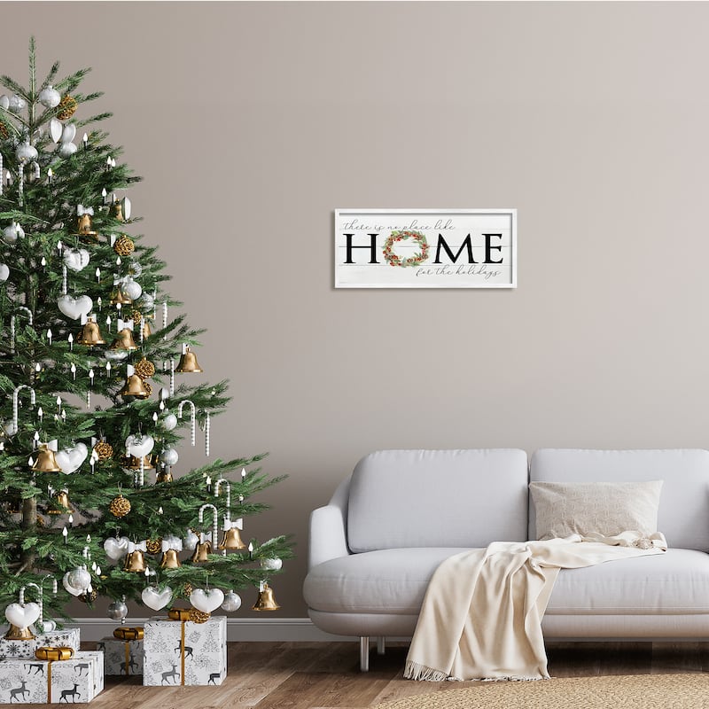Stupell No Place Like Home for Holiday Holly Wreath Framed Wall Art - Green