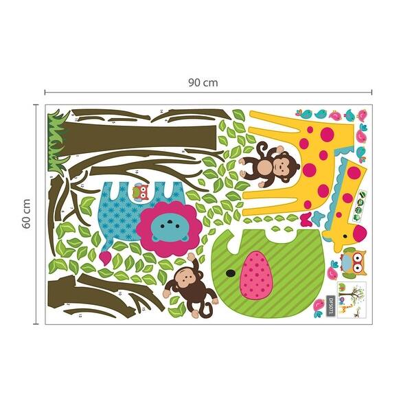 dimension image slide 2 of 3, Walplus Colorful Skirting Animal Tree Kids Wall Sticker Nursery Decor