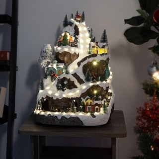 Alpine Corporation Christmas Winter Wonderland Set with LED Lights and Music