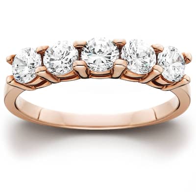 1 1/2CT 5 Stone Diamond Wedding Ring Rose Gold