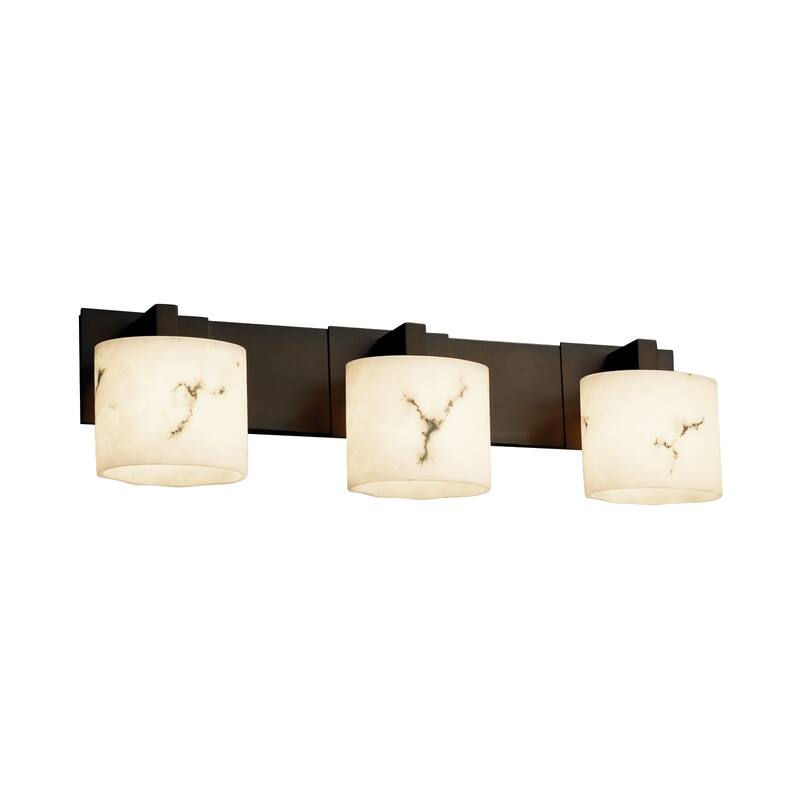 LumenAria Modular 3-light Dark Bronze Bath Bar, Faux Alabaster Oval Shade