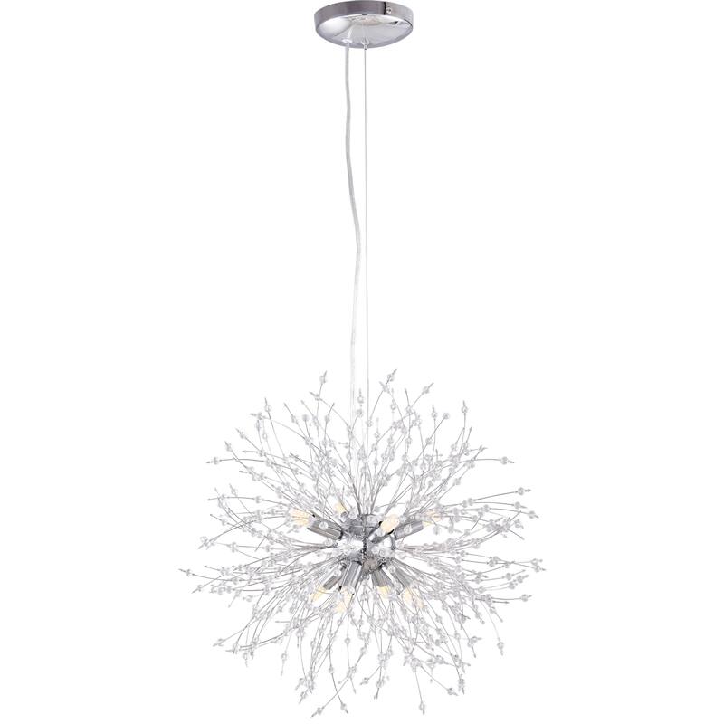 8-Light Modern Sputnik Chandelier, Crystal Flower Ball Semi Flush Mount Chandelier, Farmhouse Pendant Light for Dining Room