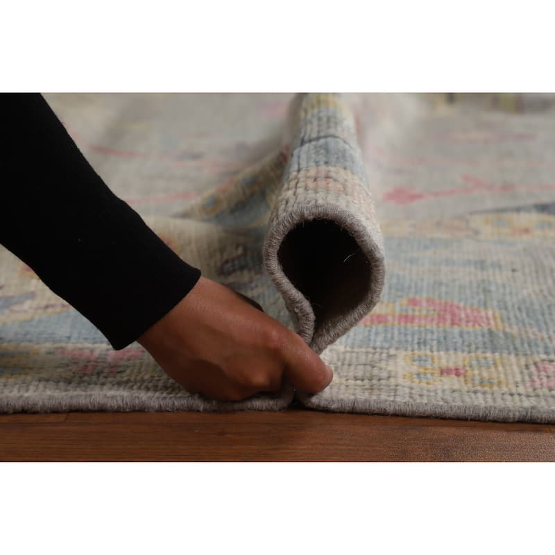 Hand Knotted Oriental 100% Wool Carpet Transitional All-Over Greys & Charcoal Oushak Area Rug - 11' 9'' X 9' 4''