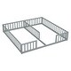 preview thumbnail 12 of 10, Double Twin Floor Bed with Fence and Guardrails, Without Door, Two Twin Bed in One Design
