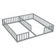 preview thumbnail 23 of 31, Double Twin Size Pine Wood Floor Bed with Fence, Guardrails, without door