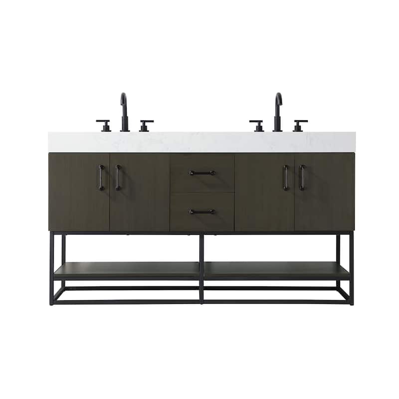Elegant Lighting VF29260D Caroline 60" Free Standing Double Basin - Mocha Brown