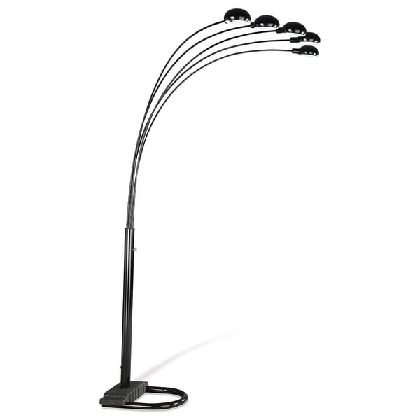 Contemporary Satin Black 5 Arm Floor Lamp with Adjustable Heads Dimmer Switch and Wide Stable Base Bed Bath Beyond 42434336