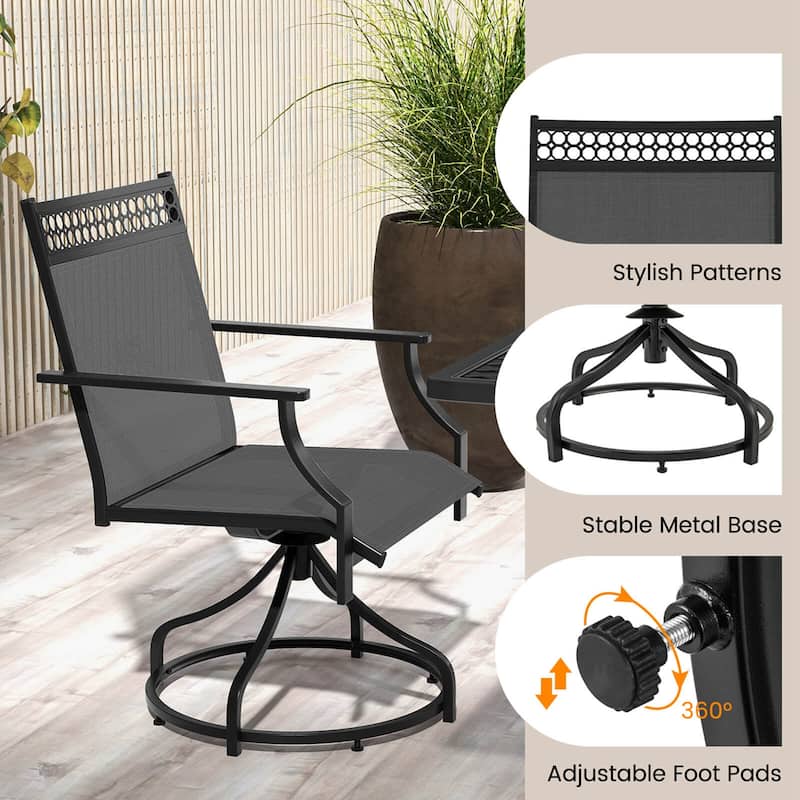 Costway Patio Swivel Dining Chairs Set of 2 with Quick-Drying Fabric - 2 PCS