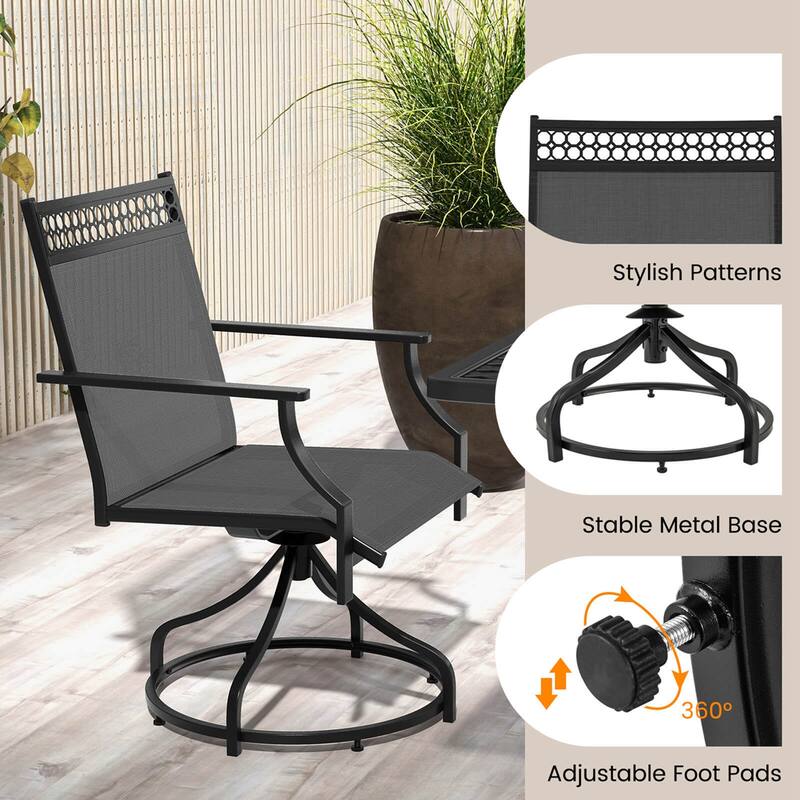 Costway Patio Swivel Dining Chairs Set of 4 with Quick-Drying Fabric - 4 PCS