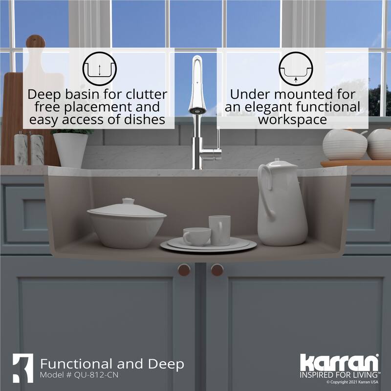 Karran Undermount 32.5 in. Large Single Bowl Quartz Kitchen Sink