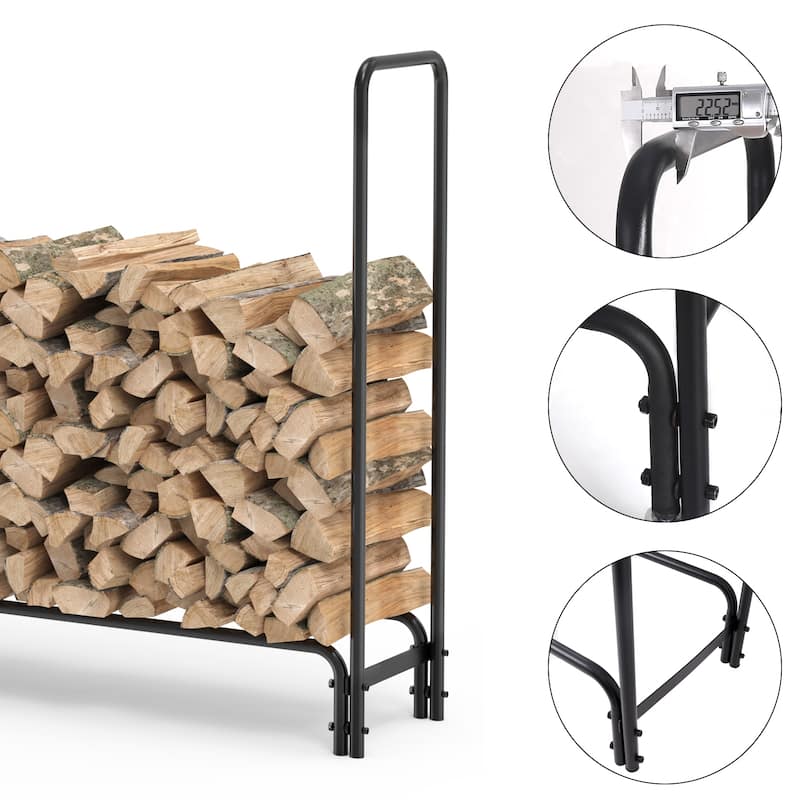 12 FT Long Firewood Log Rack Outdoor Heavy-Duty Metal Firewood Holder - 12 FT