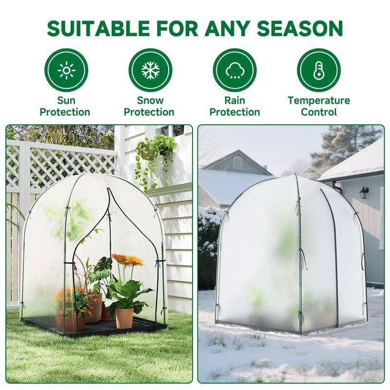 Portable Greenhouse for Outdoors, Bubble Film Cover, Zippered Door