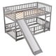 preview thumbnail 6 of 30, Bunk Bed with Slide,Full Over Full Low Bunk Bed with Fence and Ladder for Toddler Kids Teens Espresso