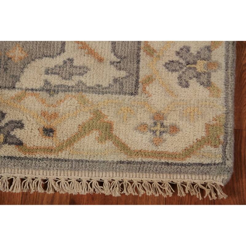Gray Oushak Indian Runner Rug Hand-Knotted Transitional Wool Carpet - 2'8"x 9'10"
