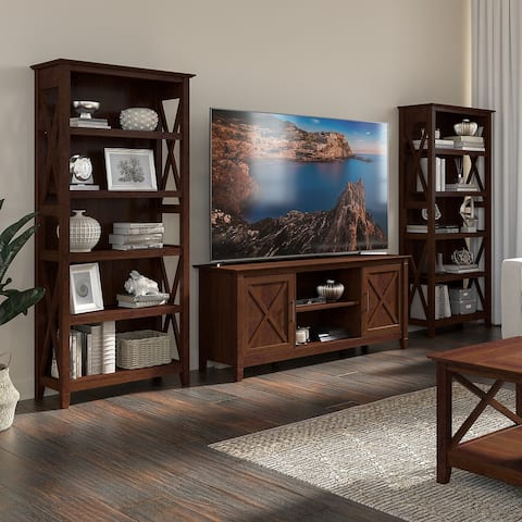 Key West TV Stand for 70 Inch TV with Bookcases by Bush Furniture