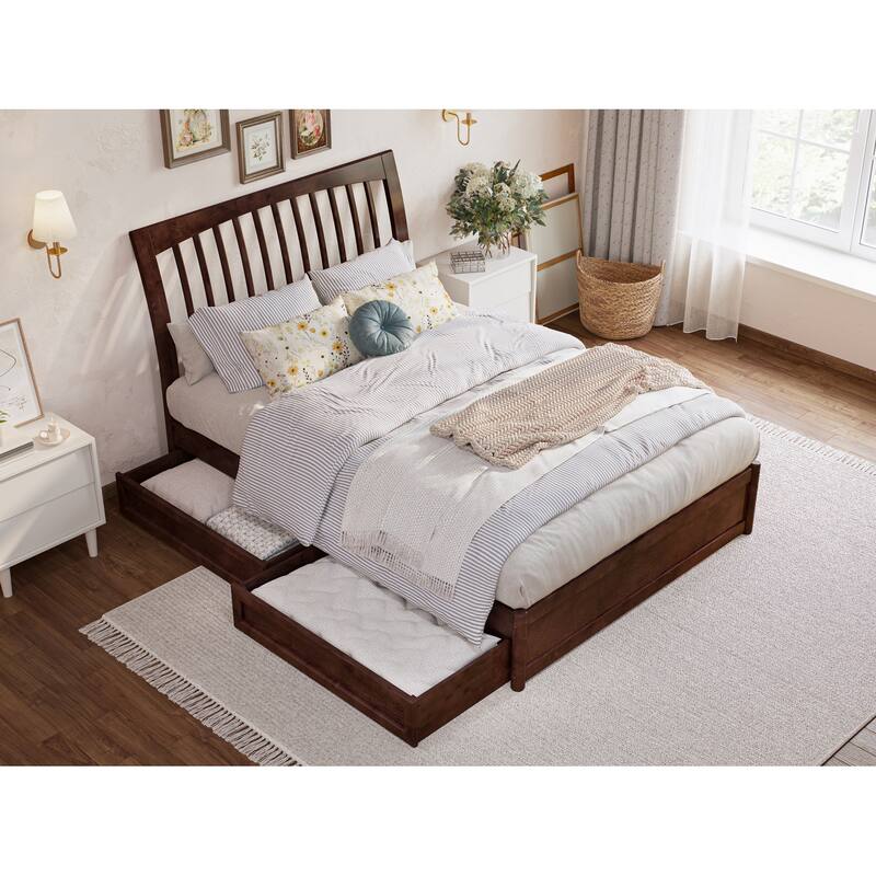 Roslyn Platform Bed with Panel Footboard and Storage Drawers