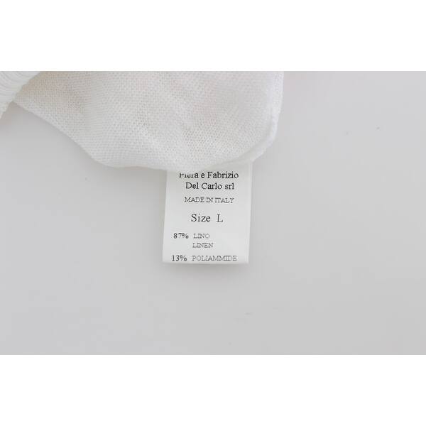 FABRIZIO DEL CARLO White Linen Long Sleeve Men's Sweater - Overstock - 21411799