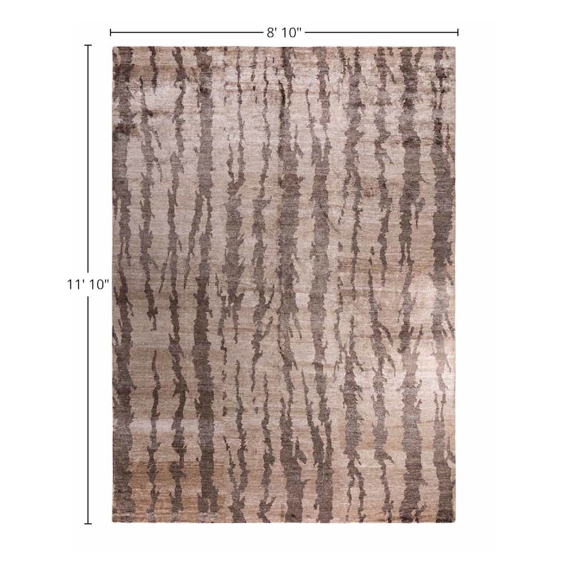 Ganga One-of-a-Kind Hand-Knotted Area Rug, Brown - 8' 10" x 11' 10"