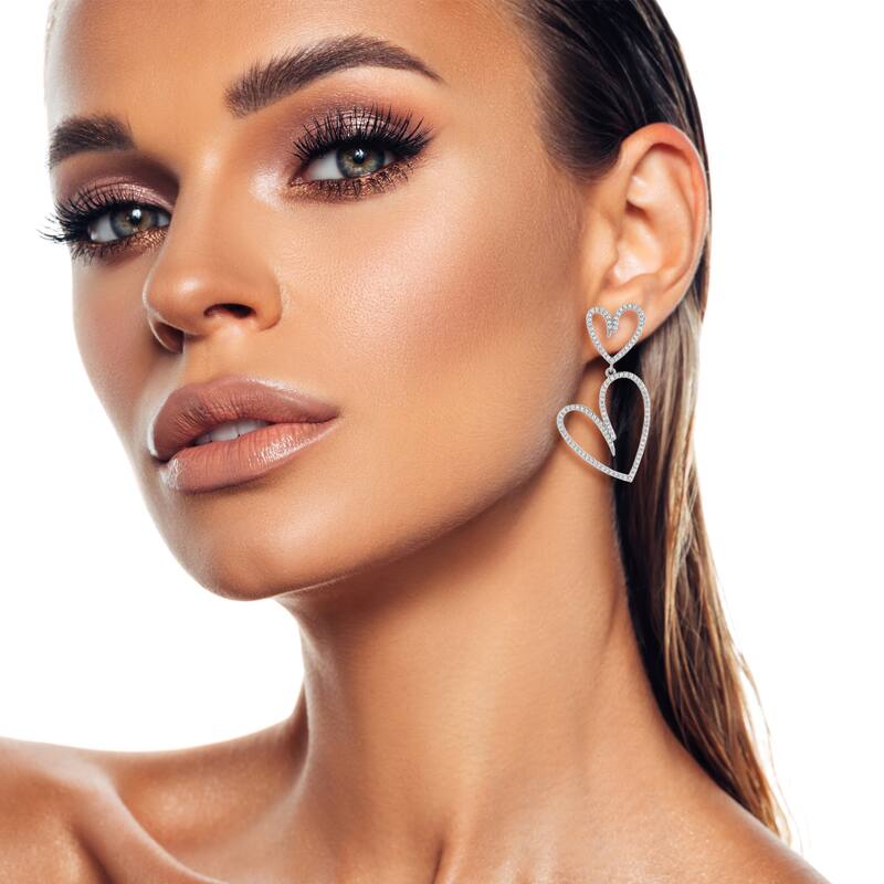 Chloe & Madison Double Open Heart Drop Earrings