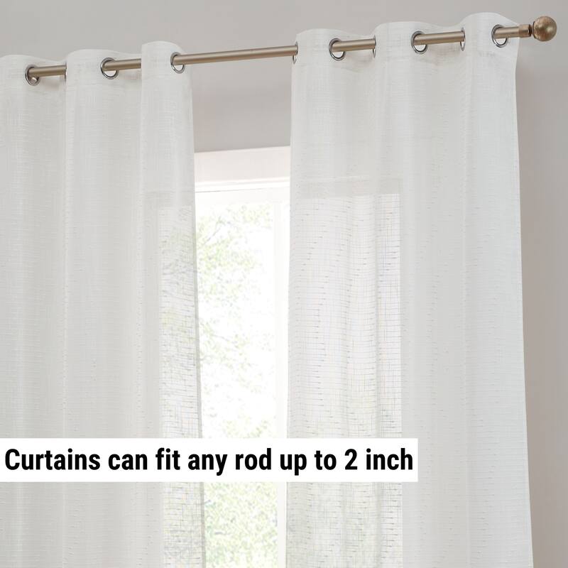 HLC.ME Emily Faux Linen Semi Sheer Light Filtering Transparent Grommet Lightweight Window Curtains Drapery Panels, 2 Panels