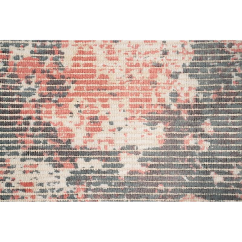 Hand Knotted Oriental Viscose Silk Carpet Modern Abstract Multi-Colored Abstract Area Rug - 4' 0'' X 2' 0''