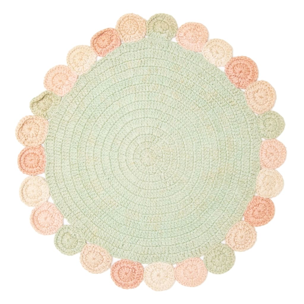 ECARPETGALLERY Braid weave Sienna Light Green Wool Rug - 3'2 x 3'2