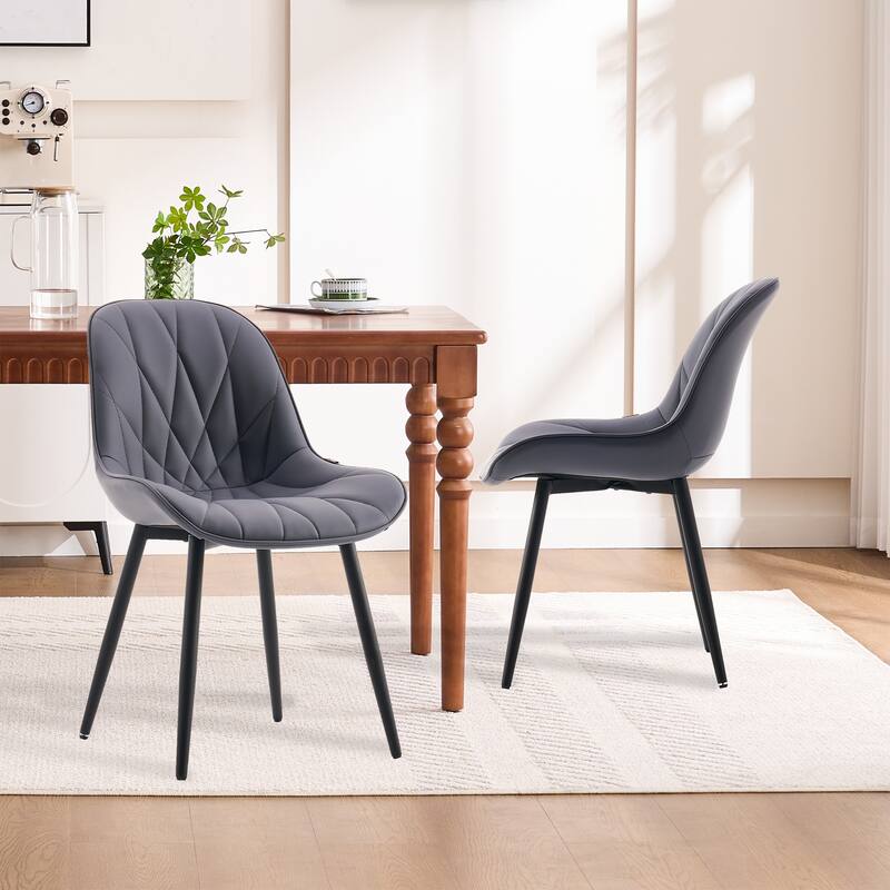 Modern Dining Chairs Set of 2 with Curved Backrest - Gray Purple