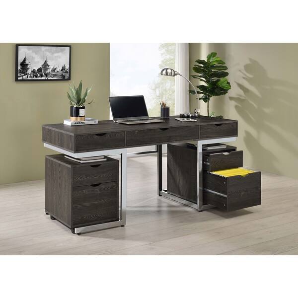 Noorvik 3-Piece Computer Desk and File Cabinet Set Dark Oak - Bed Bath ...