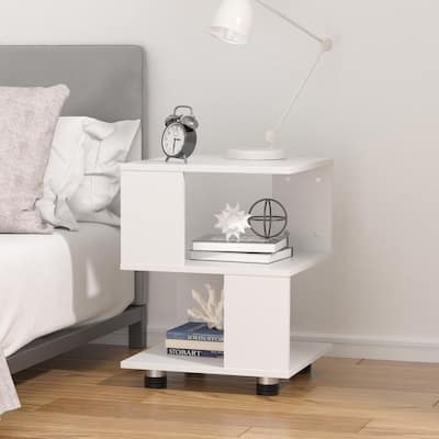 Tatami Magic Cube Nightstands with Classic Modern 2-Tier Rectangle Hollow Design
