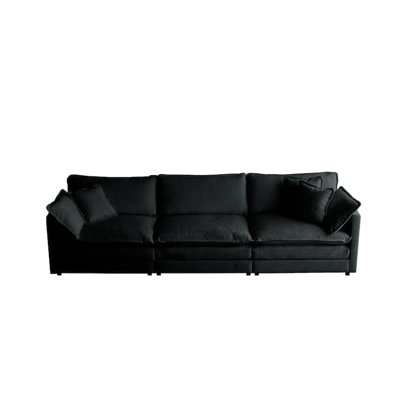 GDFStudio - Thaddeus Three-Seater Chenille Modular Sofa with Arm and Toss Pillows