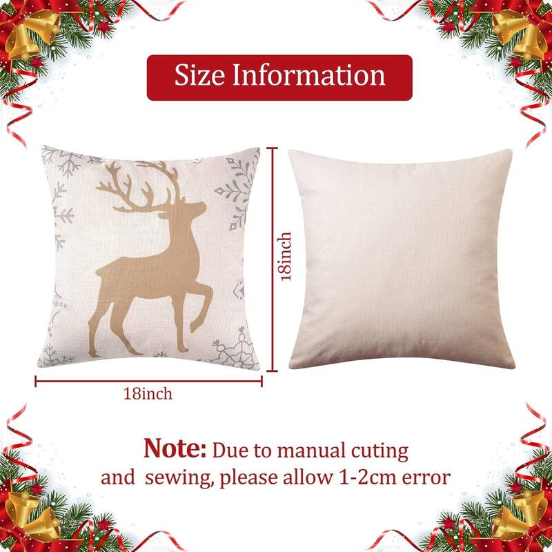 Christmas Pillow Covers 18x18 Set of 2 for Home Indoor