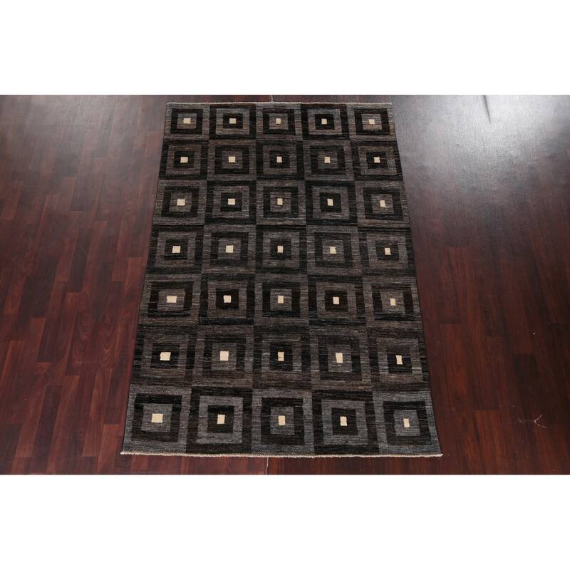 Contemporary Gabbeh Kashkoli Wool Area Rug Hand-knotted Bedroom Carpet - 5'3" x 7'11"