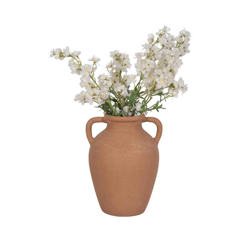 Sagebrook Home Terracotta Vase With Handles, Amphora, Solid Color