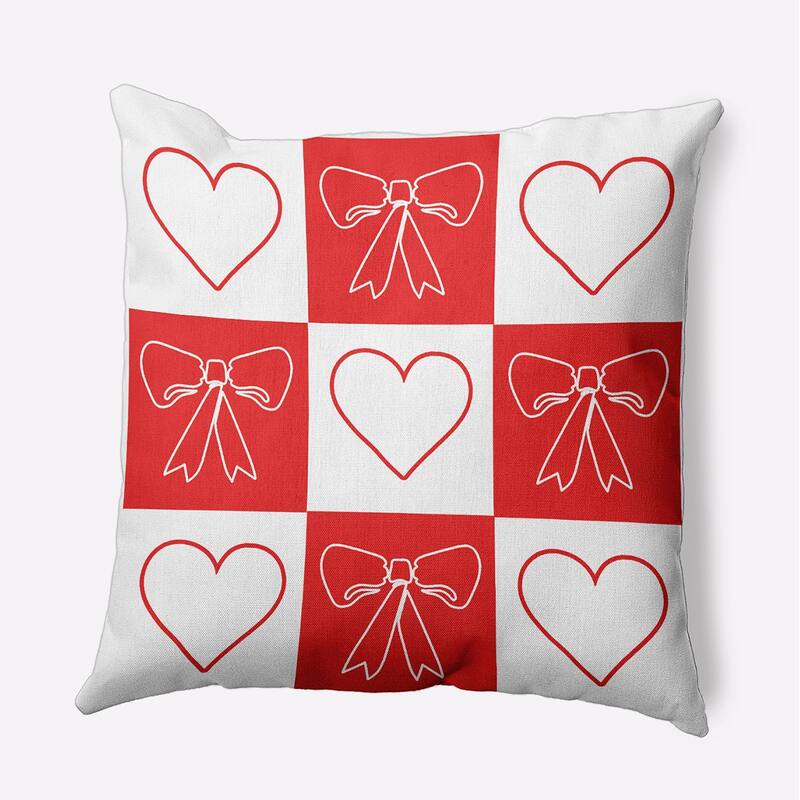 Sweet Bows and Hearts Indoor/Outdoor Throw Pillow - White - 18" x 18"