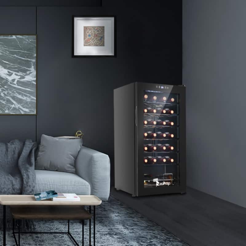 115V /60Hz 28Bottle/2.8Cu.Ft/80L/ Compressor Wine Cooler - Black - 16.93 x 17.72 x 33.07