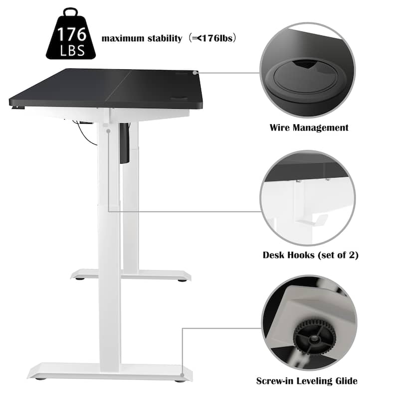 Futzca Height Adjustable Electric Standing Desk Sit Stand Computer Stand up Desk with Splice Board(White)