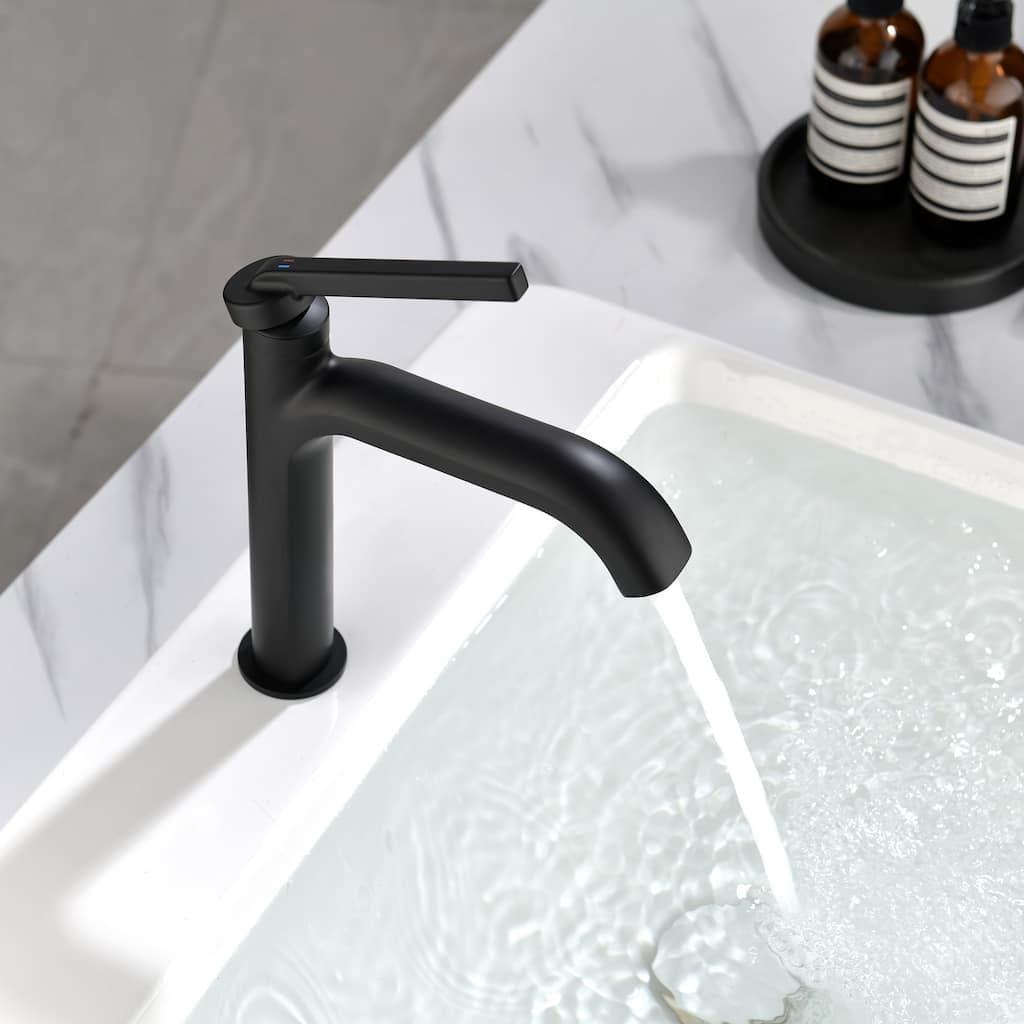 9 in.H Modern Matte Black/ Brushed Gold Single Handle Bathroom Faucet includes Hardware