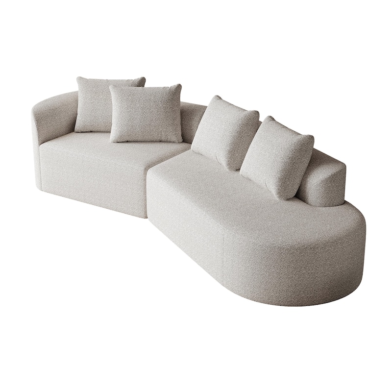 Modern Chenille Upholstered Sectional Sofa Free Combination 4 Seater Extra Deep & Wide Curved Cloud Couch with Throw Pillows