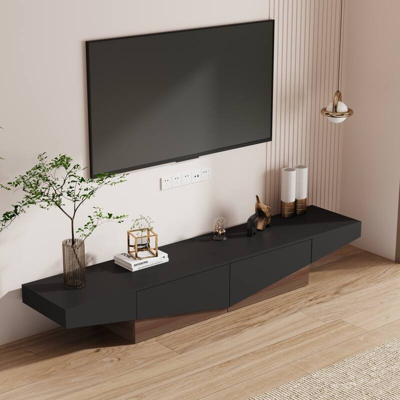 Modern Color Matching Entertainment center, 2 drawers, Black&White - 78.7"W